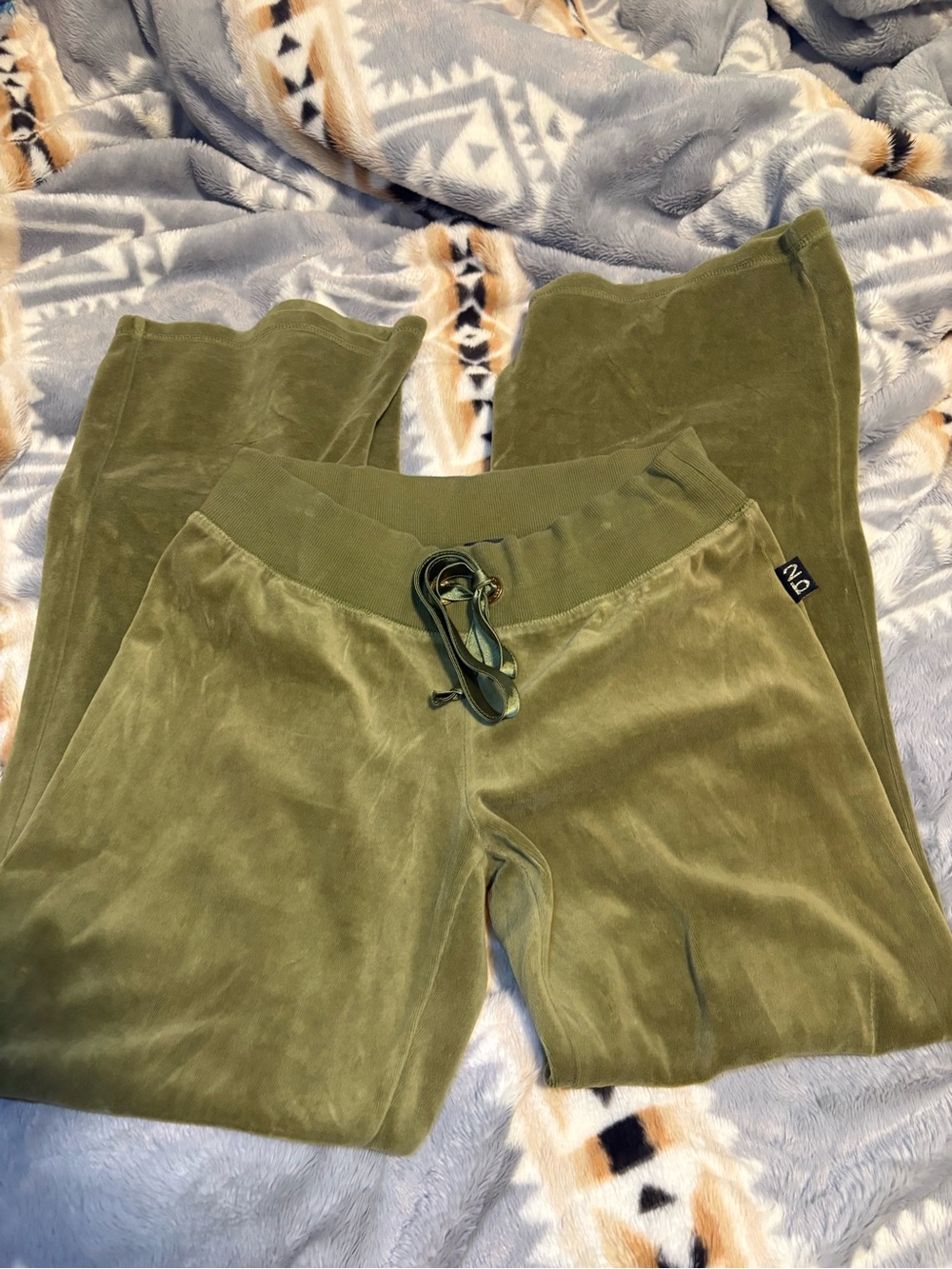 Y2K 2B Bebe Olive Green Velour Track Joggers